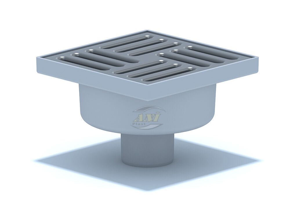Sifon pardoseala 150x150 mm, gratar inox, iesire verticala Ø50 mm - imagine 1