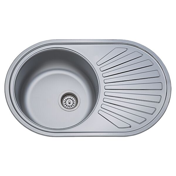 Chiuveta bucatarie 1 cuva rotunda, picurator stanga/dreapta, 304, 48x78 cm, AC - imagine 1